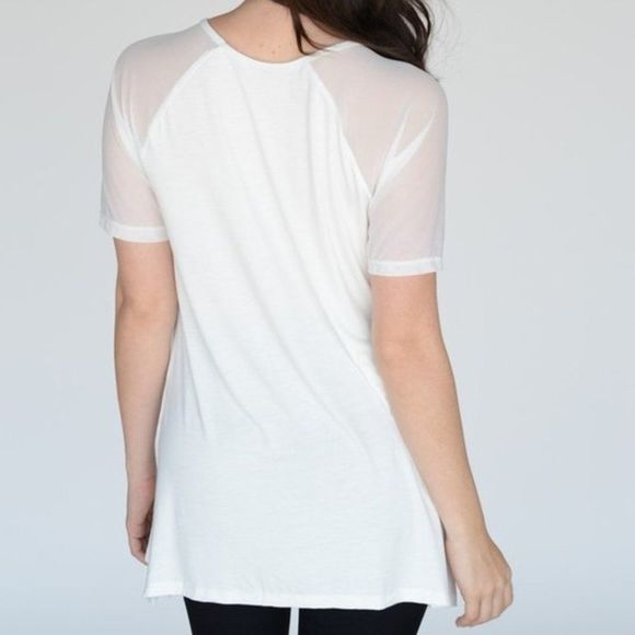 Athleisure Side Slit Mesh Sleeve Top - Picture 3 of 4